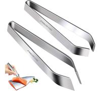 Professional Stainless Steel Fish Bone Tweezers and Slant Pliers Remover Set - 2 PCS for Cooking Salmon Trout - Kitchen Fish Bone Remover