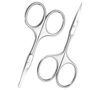 Professional Stainless Steel Grooming Scissors 2 Pack - Curved & Rounded Safety Tips for Eyebrows/Beard/Nose Hair, Men's Precision Trimming Kit
