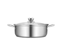 Professional Stainless Steel Saute Pan with Glass Lid, Large Capacity, Non-Stick(24CM - 32CM) (32 * 11.5CM)