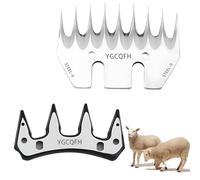 Professional Stainless Steel Sheep Shearing Clipper Blades for Sheep Alpacas Goats (9 Teeth Stright), Sheep Clippers Replacement Blades for Thick Coat Animals