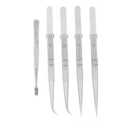 Professional Stainless Steel Tweezers Set Anti Static Curved Straight Flat Precision Tools for Electronics Repair Jewelry Making Crafts Model Building Soldering 5PCS