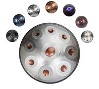 Professional Steel Handpan 22 Inches D Minor - Steel Handpan with 432Hz/440Hz, 9/10/12 Notes Hand Drum for Adults with Carry Bag Mallets for Meditation Sound Healing(Gold-Silver,432HZ/12Note)