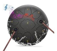 Professional Steel Tongue Drum for Adults & Kids - 8 inch Hand Percussion Instrument Rain Drum with 11 Notes for Yoga, Meditation, Music Therapy & Concerts Play (Black, 8 Inch)