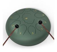 Professional Steel Tongue Drum for Adults & Kids - 8 inch Hand Percussion Instrument Rain Drum with 11 Notes for Yoga, Meditation, Music Therapy & Concerts Play (Green, 8 Inch)