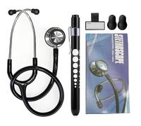 Professional Stethoscope with Medical Penlight, Stethoscope Name Tag, Replacement Soft Eartips for Doctor Nurse Clinical, Stainless Steel Dual-Head Stethoscope Chestpiece, Long Stethoscope Tube