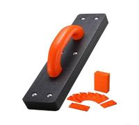 Professional Striking Block With Handle Made From Rubber And Metal, Colored Orange And Black, Built With An L Shaped Groove To Assist In The Precise Tapping And Alignment Of Laminate Or Vinyl Flooring