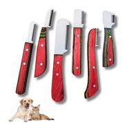 Professional Stripping Knife Kit - 6 Piece Pet Grooming Set for Dogs & Cats Wooden Handle Deshedding Tools with Storage Box (Red)