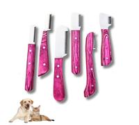 Professional Stripping Knife Kit - 6 Piece Pet Grooming Set for Dogs & Cats Wooden Handle Deshedding Tools with Storage Box (Pink)