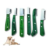 Professional Stripping Knife Kit - 6 Piece Pet Grooming Set for Dogs & Cats Wooden Handle Deshedding Tools with Storage Box (Green)