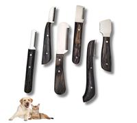 Professional Stripping Knife Kit - 6 Piece Pet Grooming Set for Dogs & Cats Wooden Handle Deshedding Tools with Storage Box (Gray)