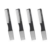 Professional Styling Fork Comb - ShiningUU 4 Pack Anti Static Hair Combs | Wide Tooth Teasing Comb for Curly Hair | Professional Styling Tail Combs with Scalp Massager (Black)