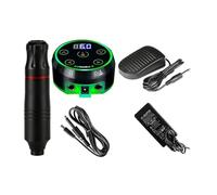 Professional Tattoo Machine Kit Rotary Pen Set Aurora 2 Mini Power Supply Foot Pedal For Body Art Supplies Precision Drive(Black Kit 2)