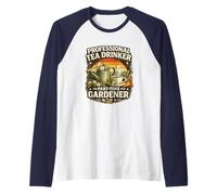 Professional Tea Drinker Part Time Gardener Retro Gardening Raglan Baseball Tee