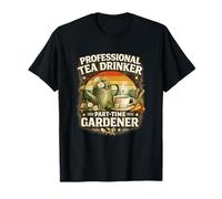 Professional Tea Drinker Part Time Gardener Retro Gardening T-Shirt