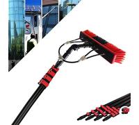 Professional Telescopic Window Cleaning Tool - 12FT Extension Pole for Home & Car - Versatile Glass & Solar Panel Washing Equipment with 30cm Brush Head