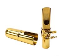 Professional tenor saxophone brass metal mouthpiece with ligature and cap, replacement sizes #5 through #9, compact and portable design for saxophone players (Tenor 6)