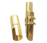 Professional tenor saxophone metal mouthpiece with ligature and cap, brass construction, sizes #5#6#7#8#9, replacement accessory for saxophones, lightweight and portable design (Tenor 7)