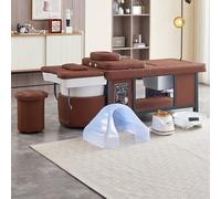 Professional Thai Shampoo Massage Bed with Footbath and Shampoo Basin - Luxurious Salon Spa Chair with Headrest and Storage