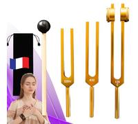 Professional Therapeutic Tuning Forks 128hz 432hz 528hz | Pack of 3 Gold Aluminium