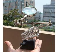 Professional Third Hand Soldering Station with Magnifying Glass Adjustable Arms Heavy Duty Metal Base for Electronics Repair Jewelry Making and DIY Projects Silver Black