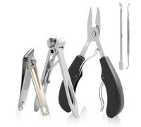Professional Toenail Clippers for Seniors - Heavy Duty Sharp Nail Cutter Set with Wide Opening, Slanted Ingrown Nail Clippers, Long Handles, and Cuticle Tools - for Thick Toenails and Podiatrist Care