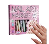 Professional Tools, High Pigment Pen Set, 12 Pieces Smudge Proof, Supporting Precise Crafting Function, Nail Crafting Pens, Ergonomic Tip Feature for Women & Girlfriends, Home or Salon Use