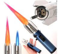 Professional Torch Lighter - Adjustable Windproof Butane Lighter with Safety Lock, 1300°C Jet Flame for Camping, BBQ & Outdoor Use (Blue)