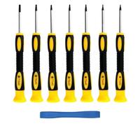 Professional Torx Screwdriver Set 7Pcs Star Security Screwdriver Set with Pry Tool Including T3 T4 T5 T6 T7 T8 T10 for Jewellers Watch Electronics (Yellow)