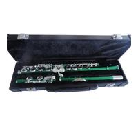 Professional Transverse Flute Green Surface Silver Plated Key C Tone 16 Holes Closed Hole Plus The E Key Flute Instrument