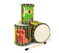 Professional triatonic floor-standing drum, double-sided sheepskin surface, colorful rope woven decoration, high, medium and low frequency percussion instrument, Orff music classroom teaching aid, pla