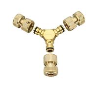Professional Triple Outlet Brass Plumbing Adapter Fast Connection Design Water Distribution for Garden Vehicle Cleaning Aluminum Quick Release Hose Fitting