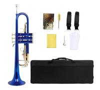 Professional Trumpet B-Flat Trumpet Set Brass Body Colorful Red Blue Black Trumpet Brass Instrument For Practicing(Blue)
