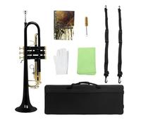 Professional Trumpet B-Flat Trumpet Set Brass Body Gold Key Blue Black Trumpet Brass Instrument For Practicing (Color : Bk)