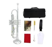 Professional Trumpet Bb B Flat Brass Instrument Trompete With Case Strap Mouthpiece Musical Instrument Accessories (Color : Silver)