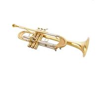 Professional Trumpet Bb Trumpet Gold Lacquer Silver Plated Trumpet Brass Musical Instruments Composite Type Trumpet Stainless Steel(Color:Gold)