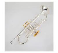 Professional Trumpet Bb Tune Brass Gold Silver Plated Surface With Case Has A Durable Brass Body(Color:Silver)