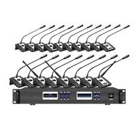 Professional UHF Wireless Conference System, 1 Chairman 17 Delegate Microphone for Big Meeting Room,Tabletop Wireless Microphones