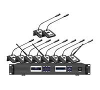 Professional UHF Wireless Conference System for Big Meeting,Tabletop Wireless Microphones, 1 Chairman 9 Delegate Microphone,Wireless Conference System Digital Discussion System