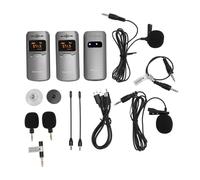 Professional UHF Wireless Lavalier Microphone System Dual Channel Noise Cancelling Lapel Mic with Real Time Monitoring High Fidelity Sound for DSLR Camera Phone Video Recording