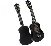 Professional Uke 21in Ukulele Set 4 Strings Combo Hawaii Bass Stringed Musical Instrument Set Kits+Tuner+String+Strap+Bag(Black)