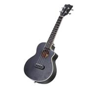 Professional Uke 23-inch Solid Board Beginner Ukulele Cutaway Log Guitar(Black)
