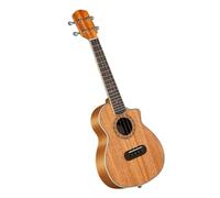 Professional Uke 23-inch Solid Board Beginner Ukulele Cutaway Log Guitar(Brown)