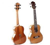 Professional Uke 24 Inch Solid Top Cedar Wood Ukulele With Colorful Shell Inlay Mahogany Back And Install With Pickup