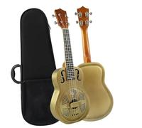 Professional Uke F Holes Matt Satin Brass Body Resonator Ukulele Matt Finish