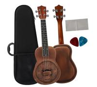 Professional Uke Vintage Red Rust 24 Inch Concert Brass Body Resonator Ukelele Hawaii Ukulele With Case