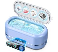 Professional Ultrasonic Jewelry Cleaner with Digital Timer,50KHz Ultrasonic Cleaner Machine with 304 Stainless Steel for Jewelry,Eyeglasses, Rings, Coin, Watch Strap, Dentures, Hygiene Items (Blue)