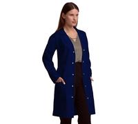 Professional Unisex Lab Coat for Men and Women, Multiple Pockets, Classic Fit, Snap Closing, 40" Length (Navy, S)