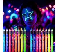 Professional UV Glow Face & Body Paint Pen Set - 8 Colors Neon Blacklight Tattoo Markers, Waterproof, Sweatproof, Quick Dry for Festival, Halloween, Cosplay, Party Makeup (A-2set)
