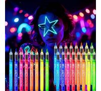 Professional UV Glow Face & Body Paint Pen Set - 8 Colors Neon Blacklight Tattoo Markers, Waterproof, Sweatproof, Quick Dry for Festival, Halloween, Cosplay, Party Makeup (A-3set)