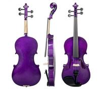 Professional Violin 4/4 Acoustic Violin Colored Basswood Fiddle Black Solidwood Fitted Violin With Carrying Case Brazilwood Bow (Color : Purple)